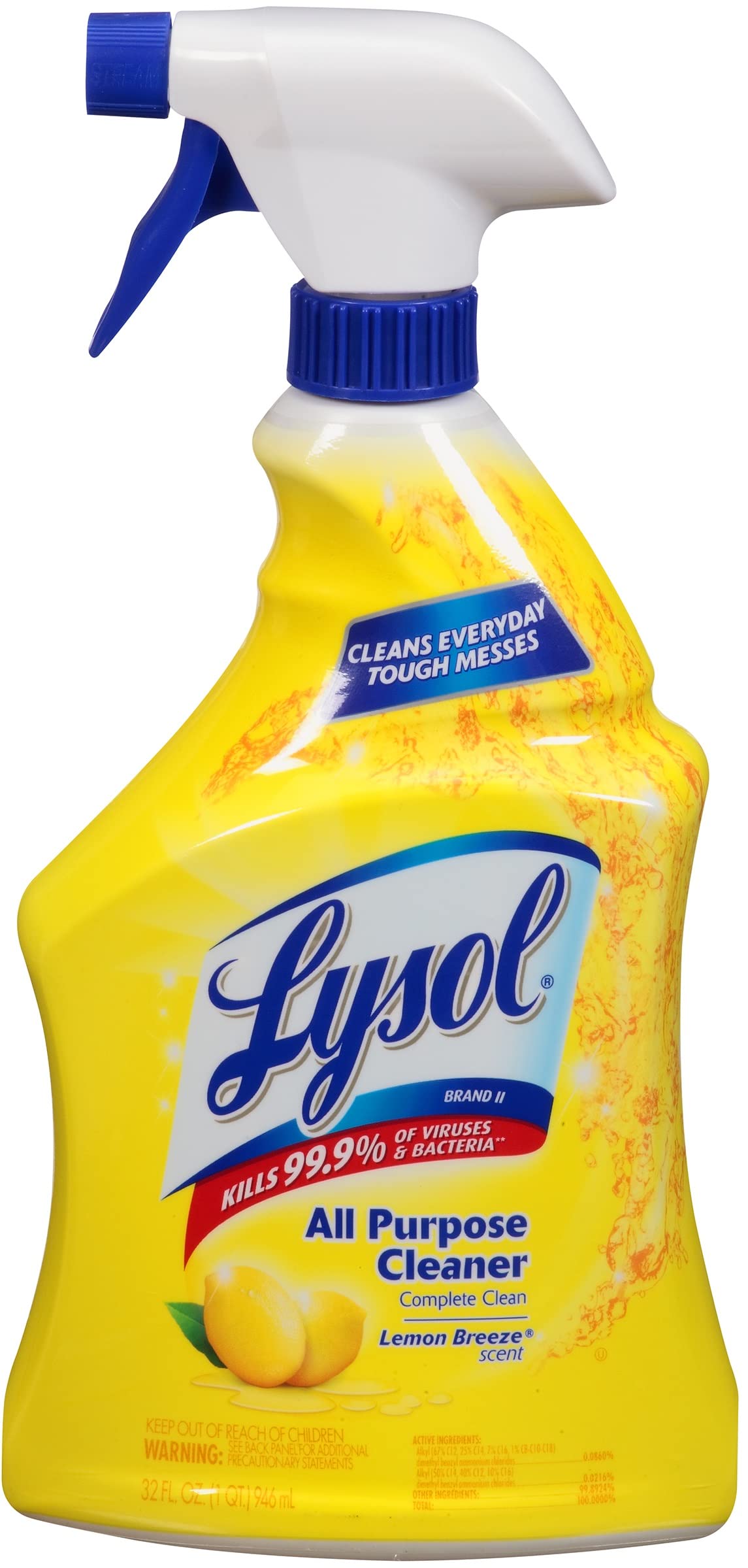 Lysol All-purpose Cleaner - Spray - 32 Fl Oz (1 Quart) - Lemon Scent - Yellow