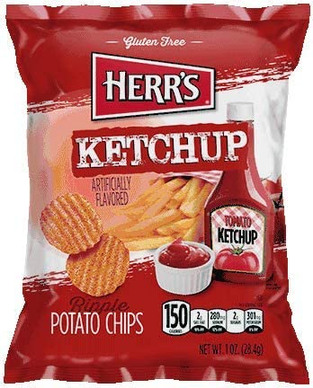 Herrs Ketchup Flavored Potato Chips 1 Oz Bags - Pack Of 42