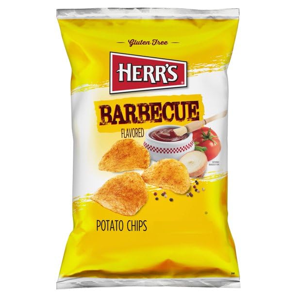 Herrs Foods Barbecue Bbq Potato Chips, Sharing Size Bags (3 Bags) 8.5 Ounce (pack Of 3)