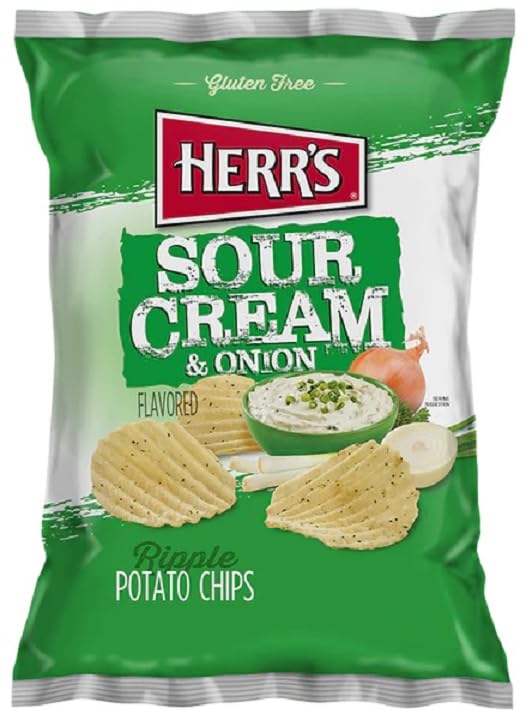 Herrs Sour Cream & Onion Potato Chips - 7.75 Oz. Bags (4 Bags) 1 Count (pack Of 4)