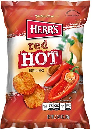 Herrs - Red Hot Potato Chips, Pack Of 24 Bags