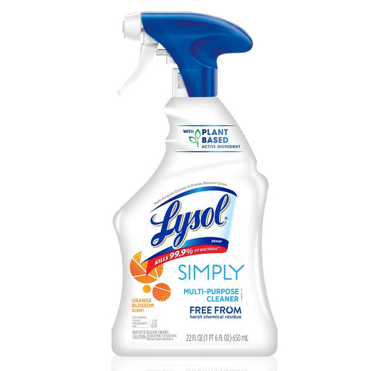 Lysol Simply Multi-purpose Cleaner Spray, Orange Blossom Scent, No Harsh Chemicals, Plant-based Active Ingredient, 22 Oz