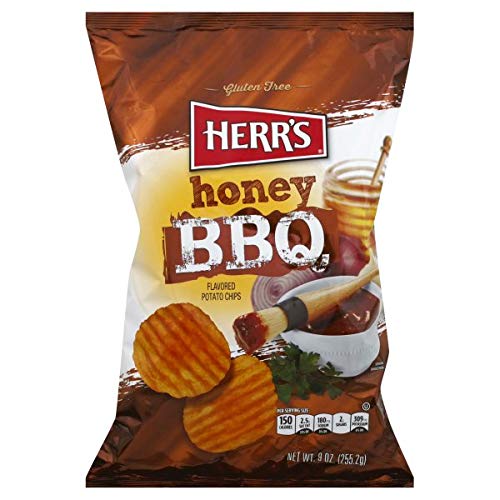 Herrs Honey Bbq Potato Chips 9 Oz Bags - Pack Of 9