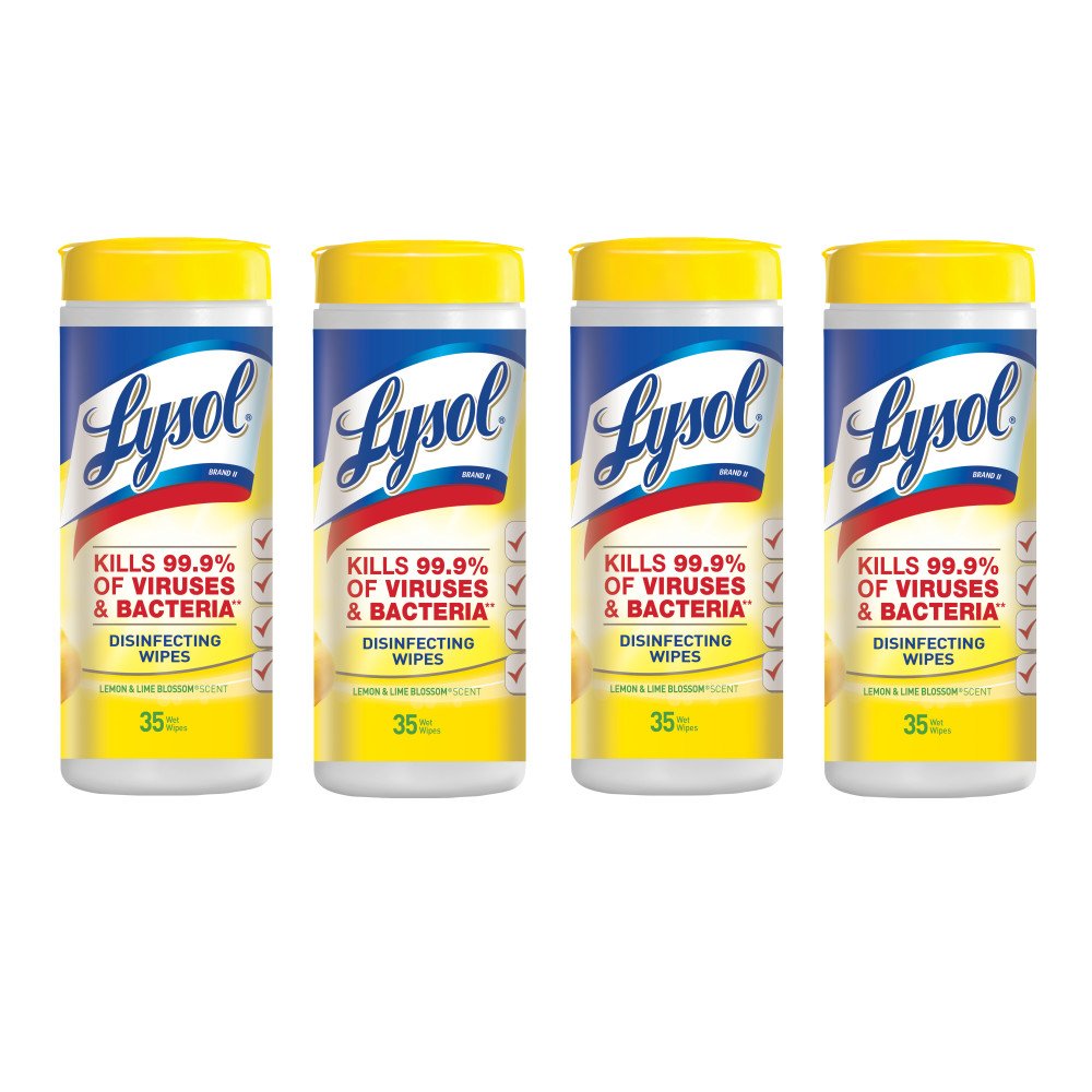 Lysol Disinfecting Wipes, Lemon & Lime Blossom, 140ct (4x35ct) 140 Count (pack Of 1)