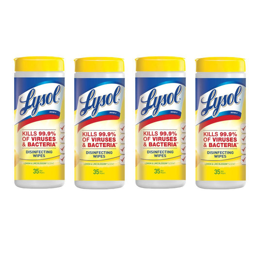 Lysol Disinfecting Wipes, Lemon & Lime Blossom, 140ct (4x35ct) 140 Count (pack Of 1)