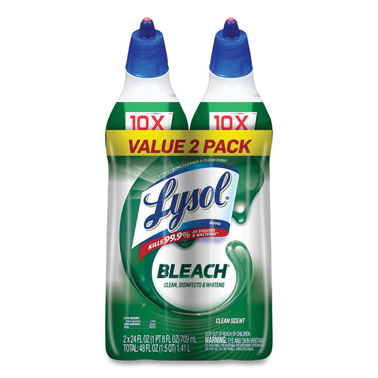 Lysol Complete Clean Toilet Bowl Cleaner With Bleach Value Pack, 2 Count 24 Fl Oz (pack Of 2)