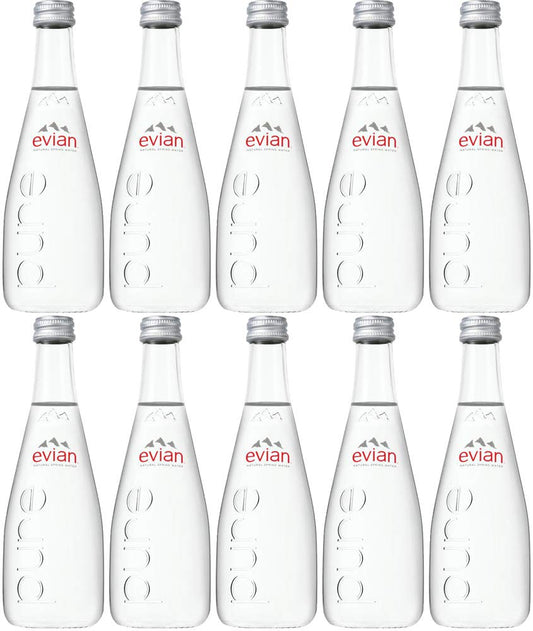 Evian Natural Spring Water, 11.2oz Glass Bottle (pack Of 10, Total Of 112 Oz) 11.2 Fl Oz (pack Of 10)