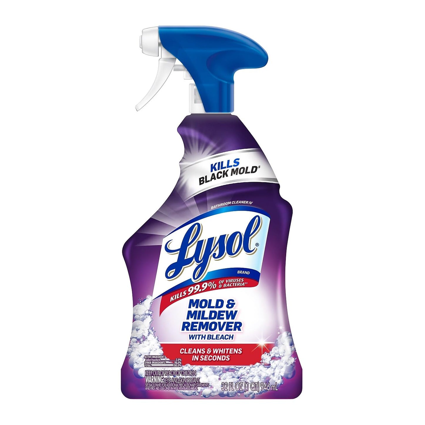 Lysol Mold & Mildew Remover Spray With Bleach, Isinfects, Cleans And Removes Stains, For Bathrooms, Showers And Kitchens, 32oz (pack Of 12) 32 Fl Oz (pack Of 12)