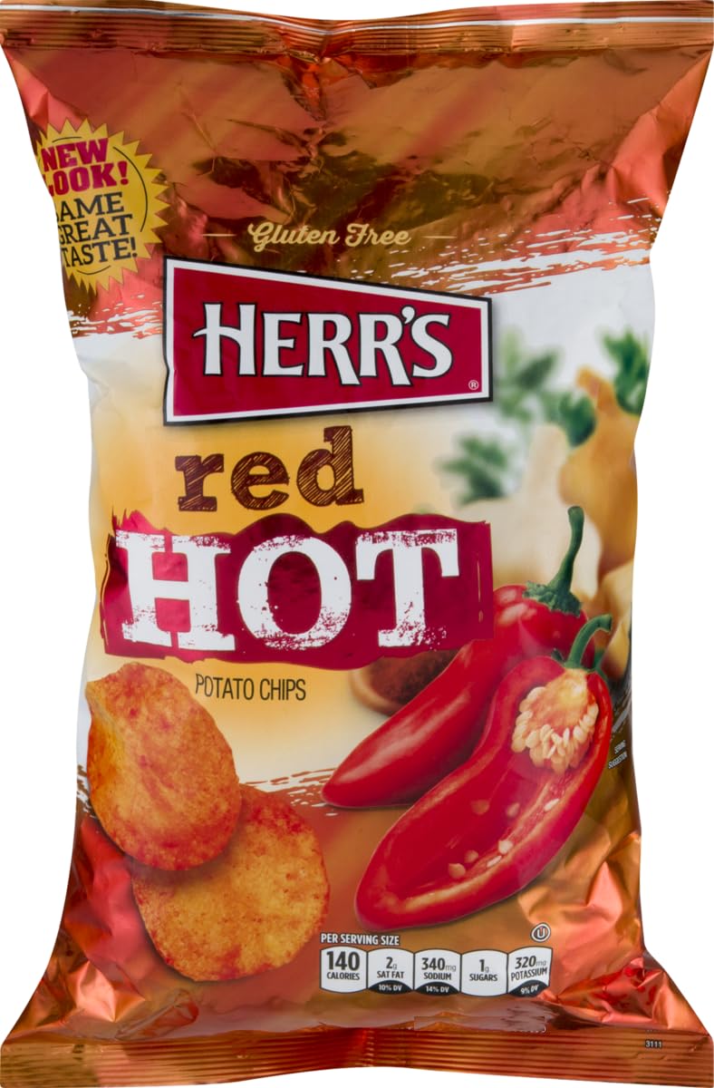 Herrs Red Hot Potato Chips - 7.75 Oz. Bag (4 Bags) 7.75 Ounce (pack Of 4)