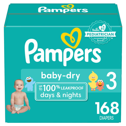 Pampers Baby Dry Diapers - Size 3, 168 Count, Absorbent Disposable Diapers Size 3 168