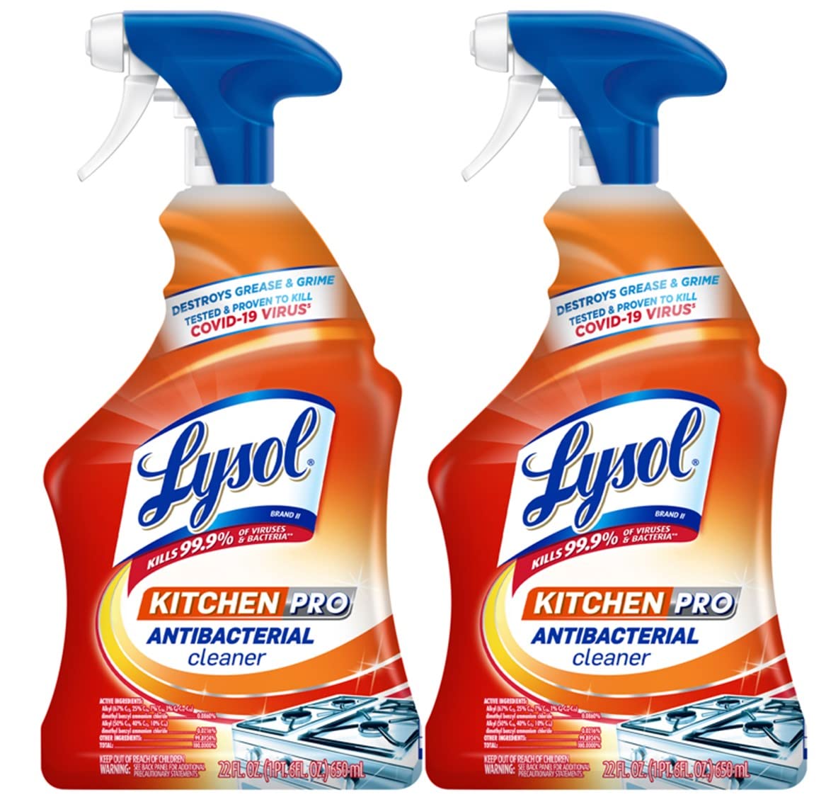 Lysol Pro Kitchen Spray Cleaner And Degreaser, Antibacterial All Purpose Cleaning Spray For Kitchens, Countertops, Ovens, And Appliances, Citrus Scent, 22oz (pack Of 2) Citrus 22 Fl Oz (pack Of 2)