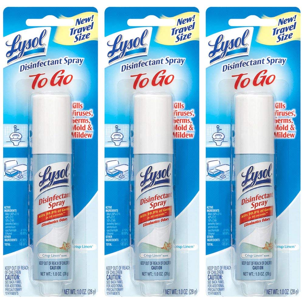 Lysol Disinfectant Spray To Go, Crisp Linen, 1 Ounce (pack Of 3)