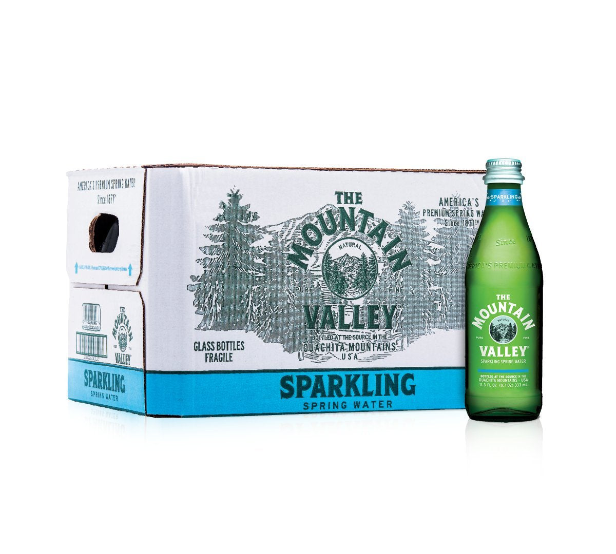 Mountain Valley Sparkling Water, 333 Ml Glass Bottles (pack Of 24)