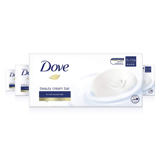 Dove Beauty Cream Bar White Soap, 4 Bars - 3.52 Oz 100g X Pack Of 6 ( Total 24 Bars)