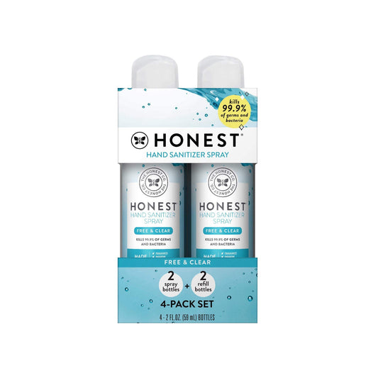 The Honest Company Plant-based Hand Sanitizer Spray Kills 99.9% Of Germs Hypoallergenic, Quick-drying Moisturizing Fragrance Free, 2 Fl Oz (pack Of 4) Free Clear 8 Fl Oz (pack Of 1)