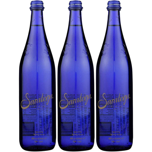 Saratoga Sparkling Spring Water, 28oz Cobalt Blue Glass Bottle (pack Of 3, Total Of 84 Fl Oz)