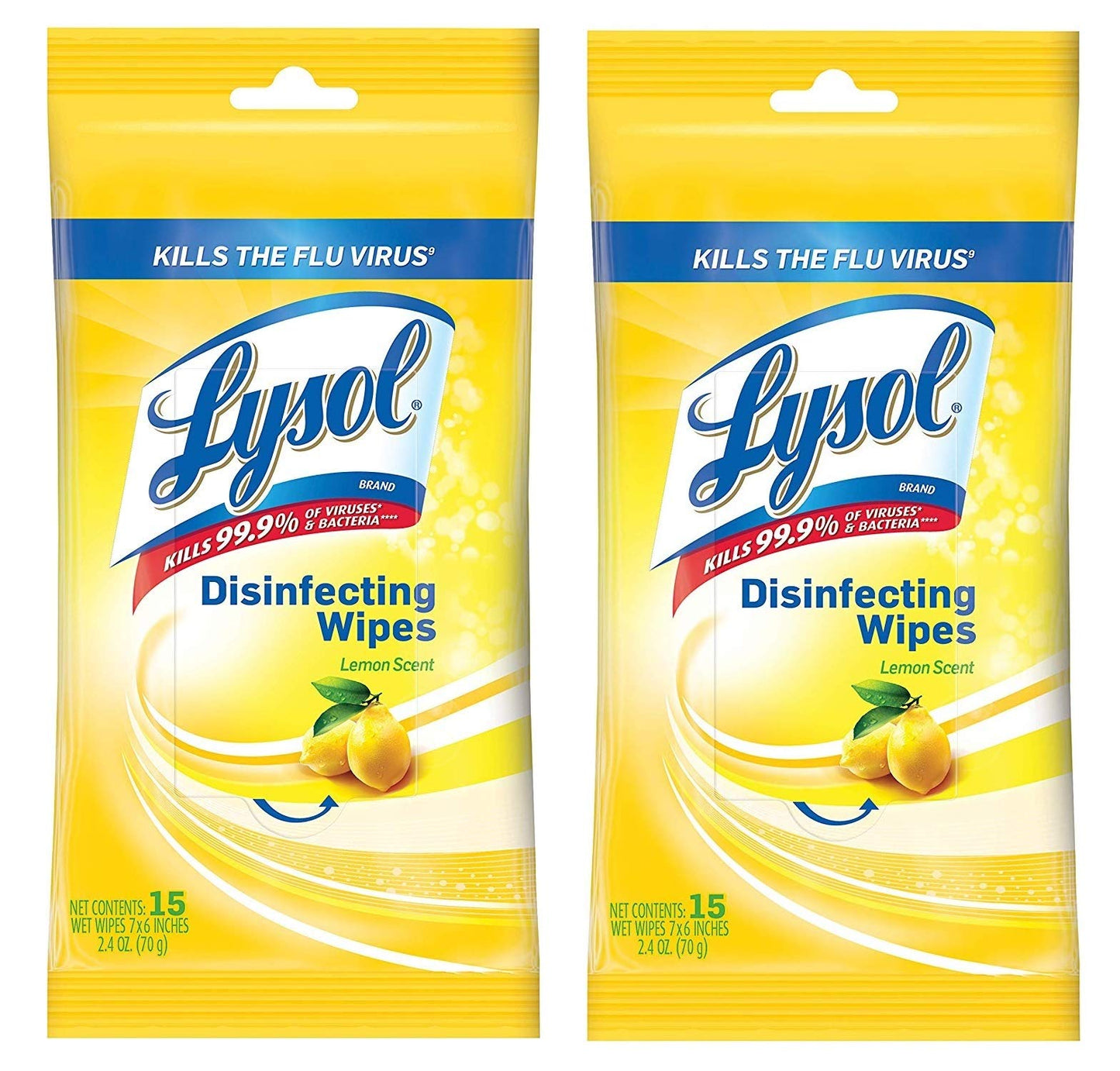 Lysol Disinfecting Wipes To-go Pack, Lemon Scent, 15 Ct (pack Of 2) 15 Count (pack Of 2) 30.0