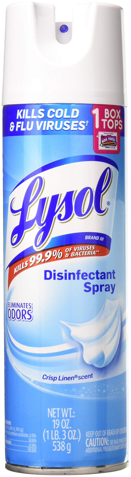 Lysol Disinfectant Spray Crisp Linen Scent, 19 Oz (pack Of 4)