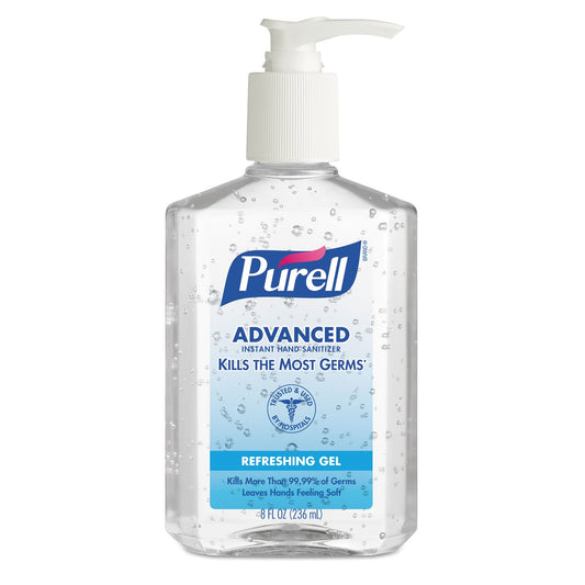 Purell Advanced Hand Sanitizer Refreshing Gel, Clean Scent, 8 Fl Oz Pump Bottle (pack Of 12), 9652-12