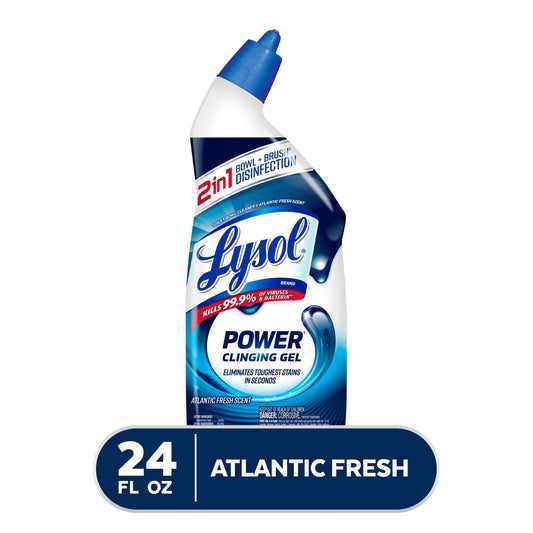 Lysol Power Toilet Bowl Cleaner Gel, For Cleaning And Disinfecting, Stain Removal, 24oz 1.5 Pound (pack Of 1)