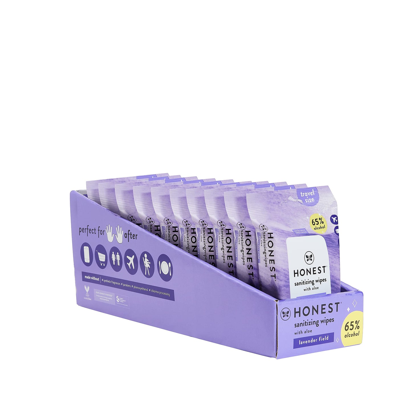 The Honest Company Sanitizing Alcohol Wipes Kills 99% Of Germs, Made With Aloe Lavender, 150 Count (10 Packs Of 15)