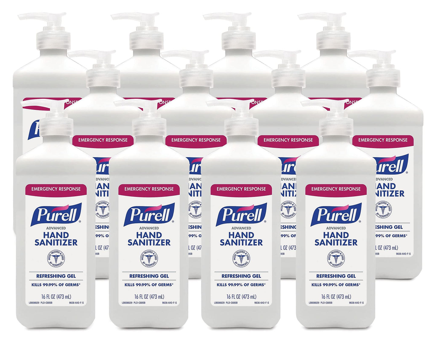 Purell Advanced Instant Hand Sanitizer, 16 Oz Pump Bottle, 12pack (9636-12-p)