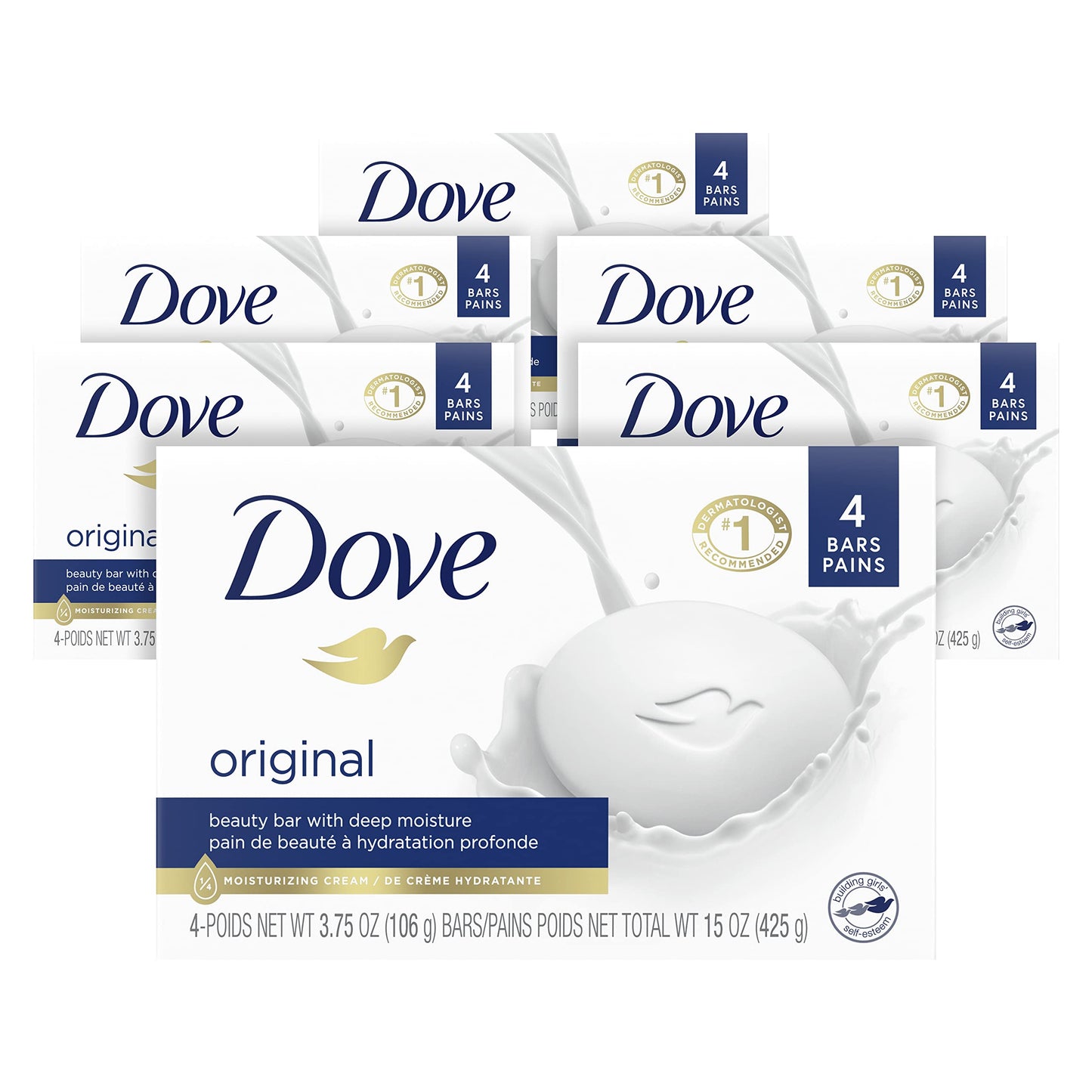 Dove Beauty Bar Original Moisturizing Bar Made With 14 Moisturizing Cream, Gentle For Soft Skin - 24 Count, 3.75 Oz Each