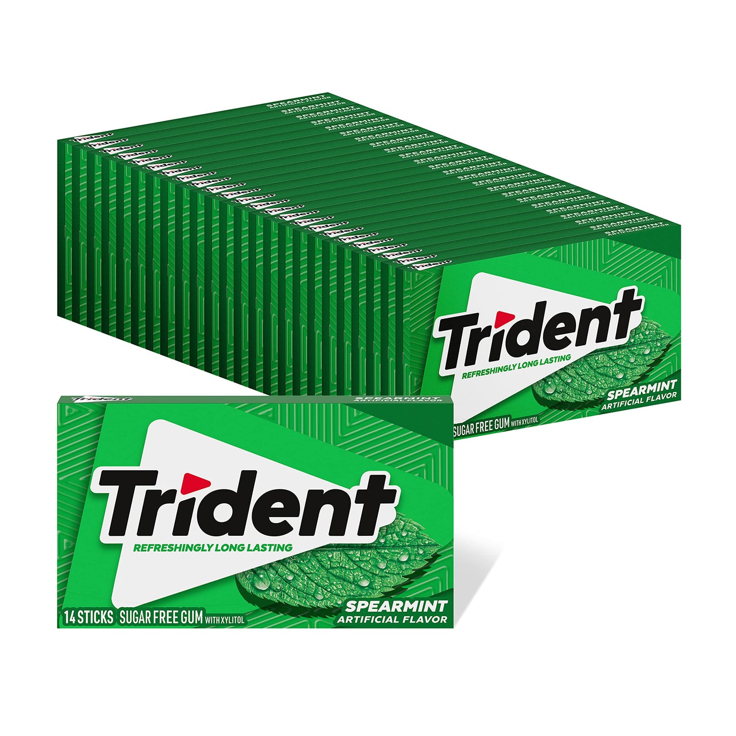 Trident Spearmint Sugar Free Gum, 24 Packs Of 14 Pieces (336 Total Pieces) Spearmint 14 Count (pack Of 24)