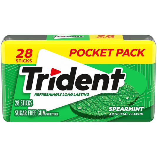 Trident Spearmint Sugar Free Gum, 28 Piece Pocket Pack