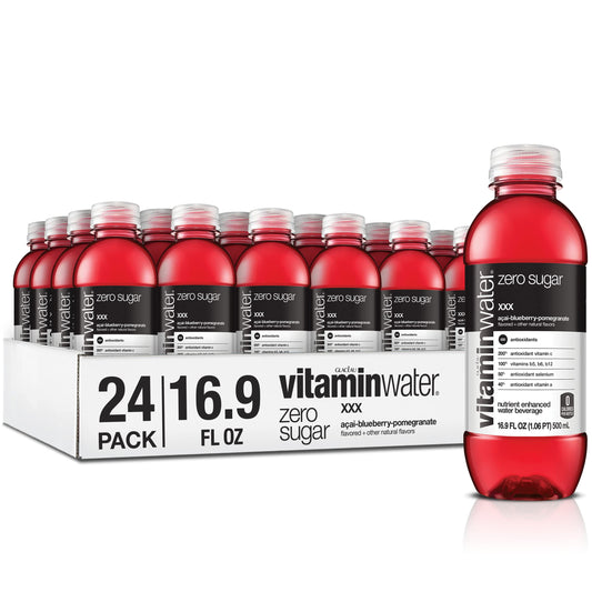 Vitaminwater Zero Xxx, Electrolyte Enhanced Water W Vitamins, Aai-blueberry-pomegranate Drinks, 16.9 Fl Oz (pack Of 24) Zero Xxx 16.9 Fl Oz (pack Of 24)