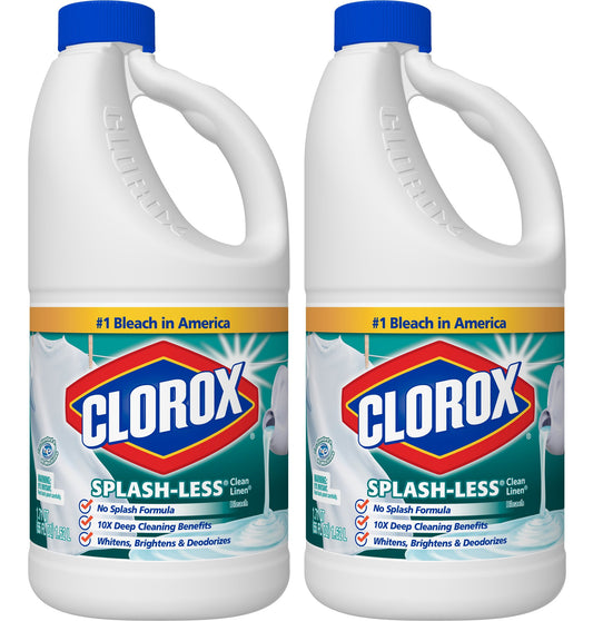 Clorox Splash-less Bleach, Clean Linen Scent, 55 Ounces, Pack Of Two (110 Ounces Total)