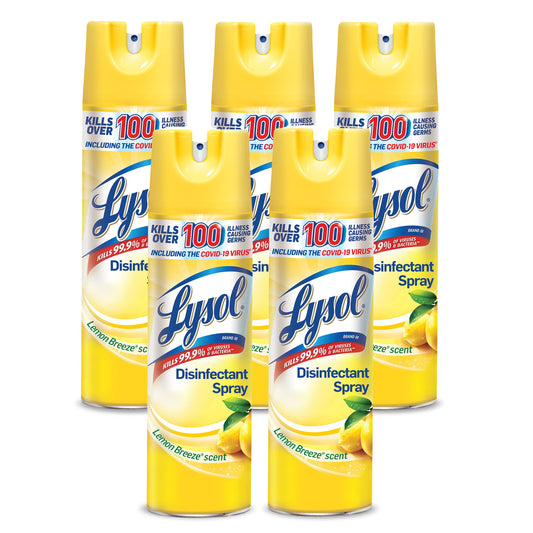 Lysol Disinfectant Spray - Lemon Breeze, 19 Oz (pack Of 5)