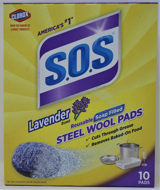 S.o.s Steel Wool Soap Pads, Lavender - 10 Ct