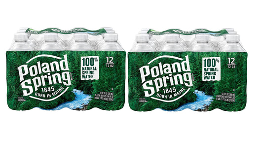 24 X Poland Spring Brand 100% Natural Spring Water, 12 Fl Oz. Plastic Bottles By Mialo Trusted Trader