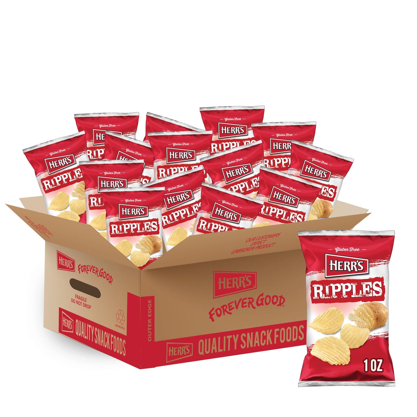 Herrs Ripple Potato Chips, 1 Ounce (pack Of 42 Bags) Salted Ripple Style 1 Ounce (pack Of 42)