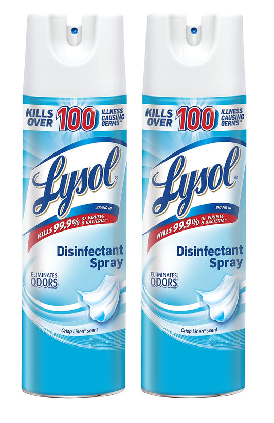 Lysol Disinfectant Spray, Sanitizing And Antibacterial Spray, For Disinfecting And Deodorizing, Crisp Linen, 2 Count, 12.5 Fl Oz Each