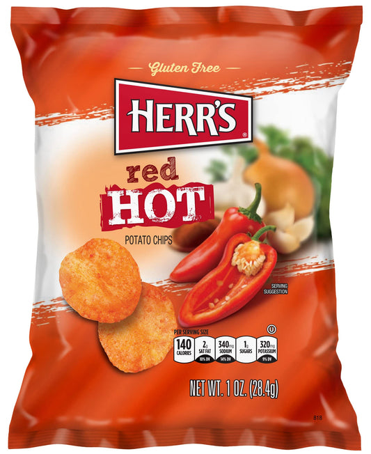 Herrs Red Hot Potato Chips, 1 Ounce (pack Of 42 Bags) Red Hot 1 Ounce (pack Of 42)