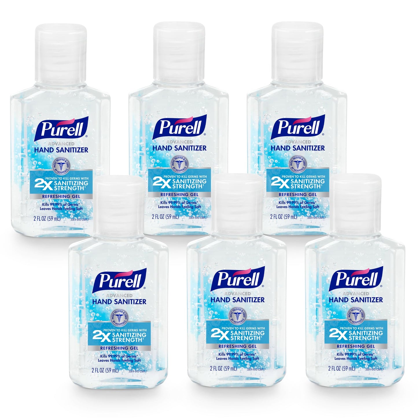 Purell Advanced Hand Sanitizer Refreshing Gel, Clean Scent, 2 Fl Oz Travel Size Flip Cap Bottle (pack Of 6) 3155-04-ec 2 Fl Oz (pack Of 6)