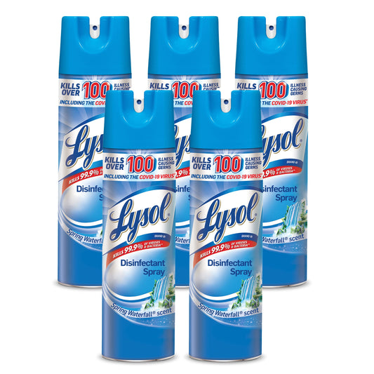 Lysol Disinfectant Spray - Spring Waterfall, 19 Oz (pack Of 5)