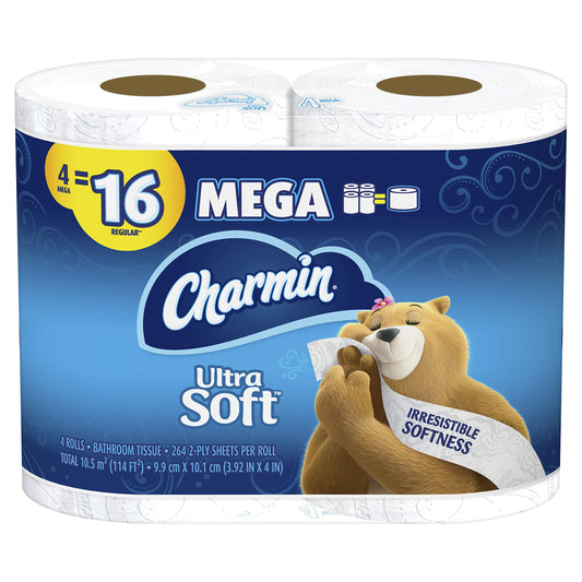 Charmin Ultra Soft Toilet Paper, 4 Mega Rolls 4 Count (pack Of 1)