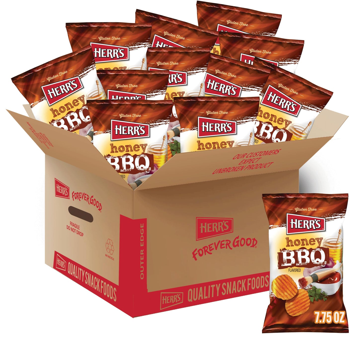 Herrs Honey Bbq Potato Chips, 7.75 Ounce (pack Of 12 Bags) Honey Barbecue 7.75 Ounce (pack Of 12)