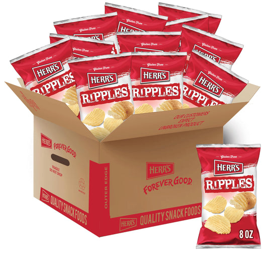 Herrs Ripple Potato Chips, 8 Ounce (pack Of 12 Bags) Salted Ripple Style 8 Ounce (pack Of 12)