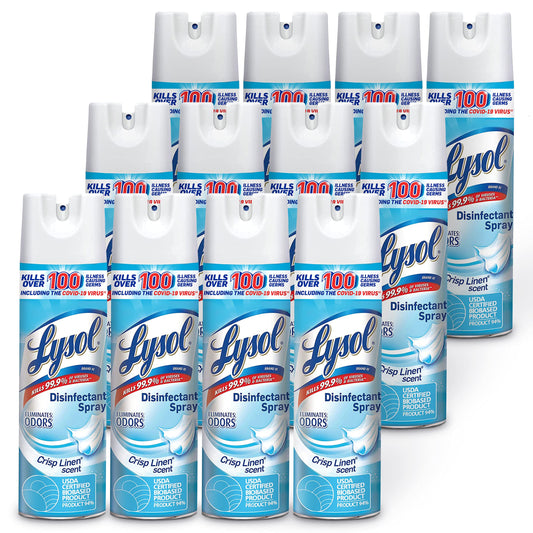 Lysol Disinfectant Spray, Sanitizing And Antibacterial Spray, For Disinfecting And Deodorizing, Crisp Linen, 19 Fl Oz (pack Of 12)