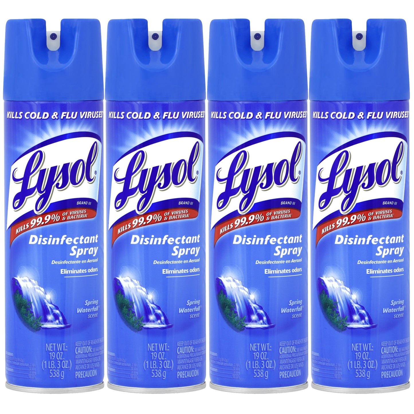 Lysol Disinfectant Spray, Spring Waterfall, 19 Oz(pack Of 4) 1.19 Pound (pack Of 4)