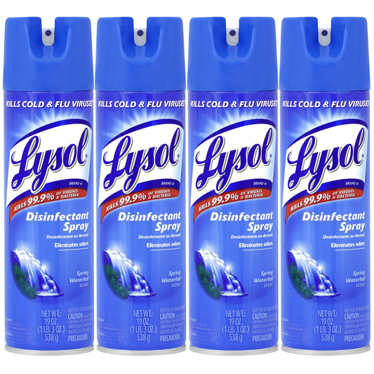 Lysol Disinfectant Spray, Spring Waterfall, 19 Oz(pack Of 4) 1.19 Pound (pack Of 4)