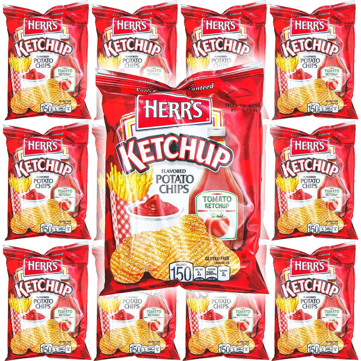 Herrs Ketchup Flavor Potato Chips, 1oz Bag (pack Of 12, Total Of 12 Oz)